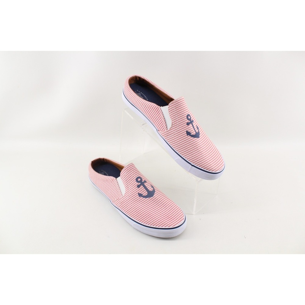 G H Bass & Company Navigate Slide Anchor‎ Print Slip on Boat Shoes Women's 10 M